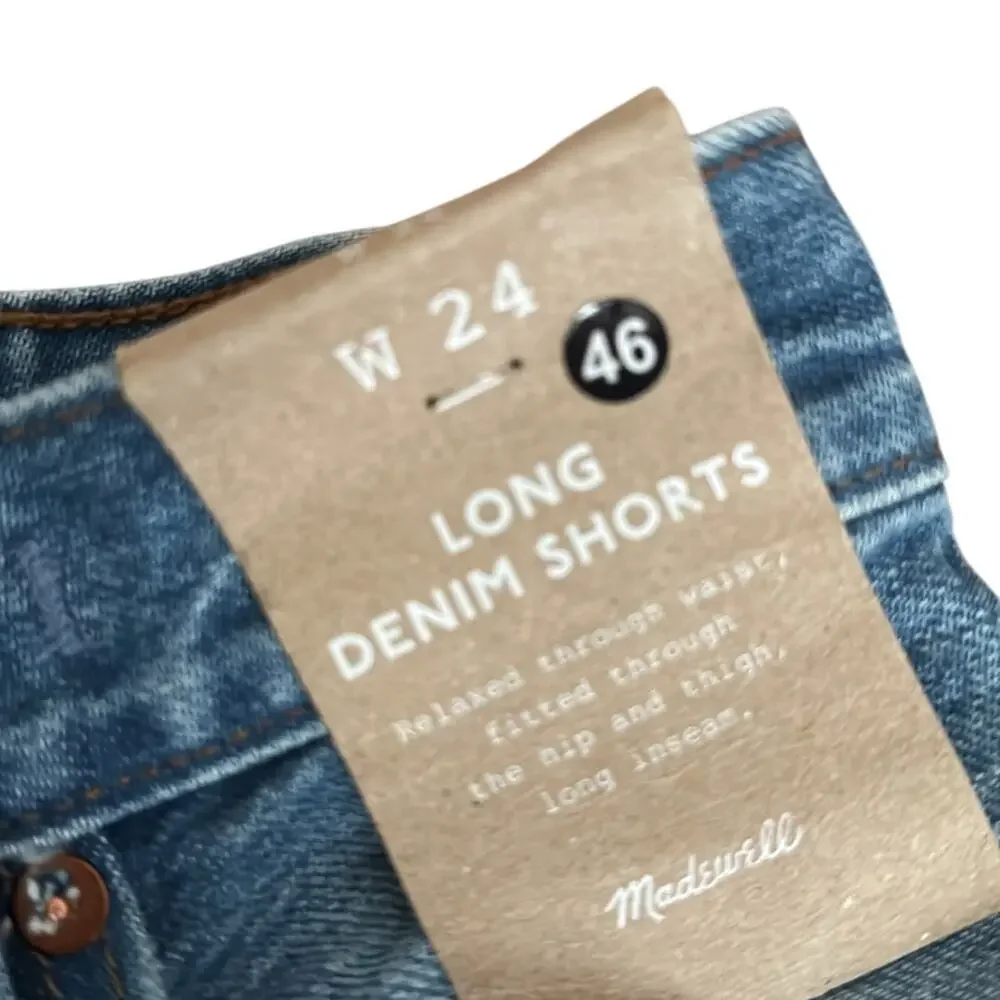 Madewell Long Denim Short Raw Hem Size 24 NWT